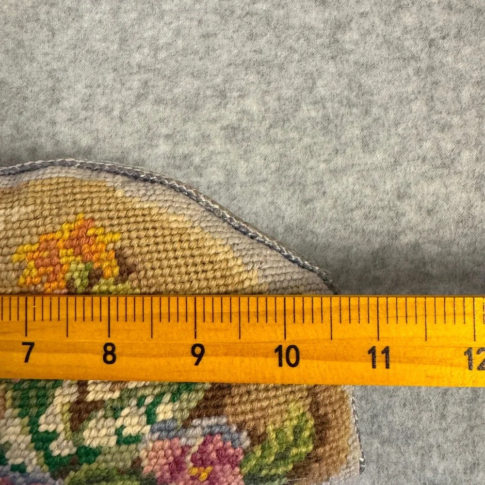 Lillian Vernon Vintage Wool Needlepoint Easter Bunny Rabbit Pillow Blue Velvet